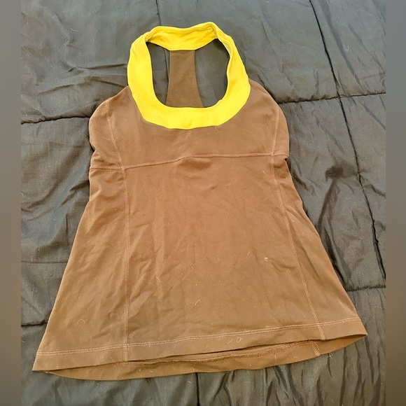 Lululemon size 8 Gray and Yellow Halter Top with built in bra - Picture 1 of 3